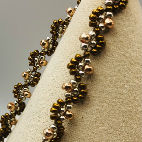 Mooey Bracelets Jewelry - Silver Brown Beaded Bracelet Copper Accents Fashion minimalist NEW